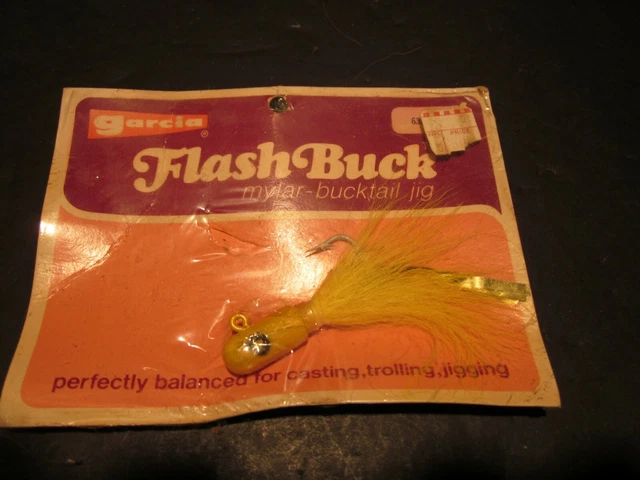 Old Vintage Garcia Flash Buck Fishing Lure Mylar Bucktail Jig Surf Cast Flounder