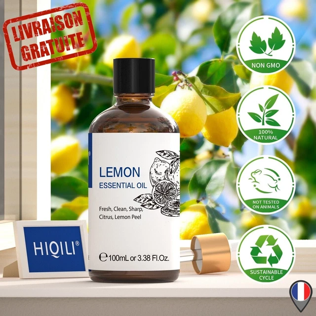 Huile Essentielle de Citron 100ml Pure 100% Naturelle Massage Aromathérapie DIY