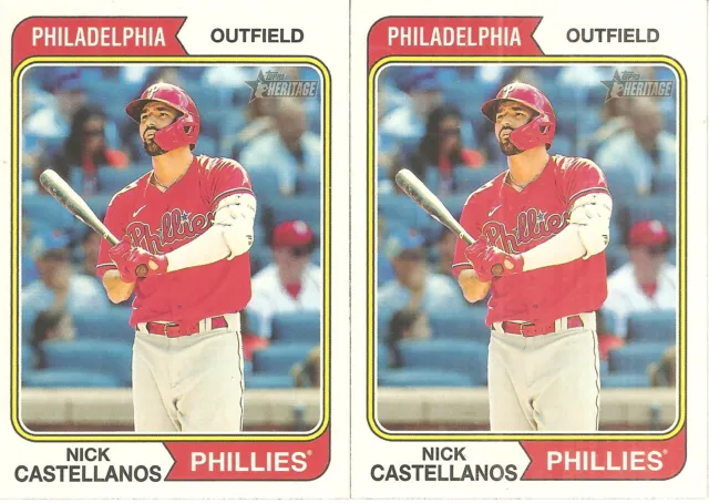2 Card 2023 Topps Heritage Nick Castellanos Baseball Card Lot #134