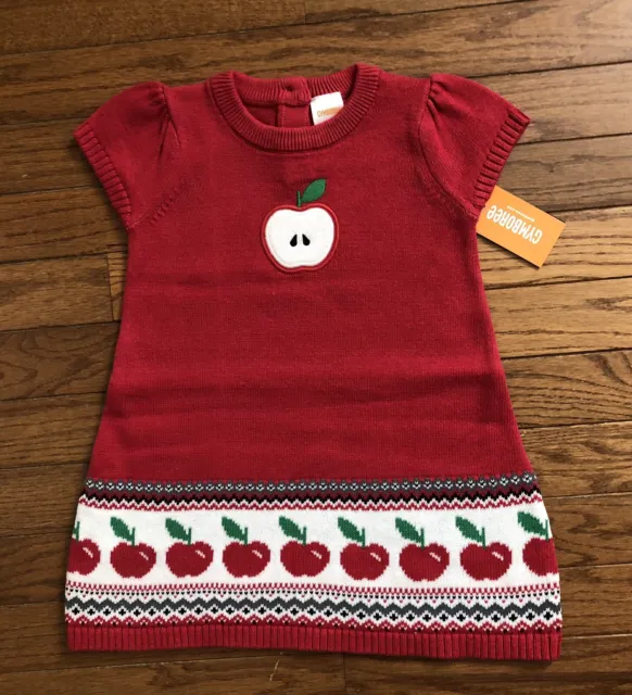 Gymboree Baby Girls Size 2T 24months  "Apple" Sweater dress Red