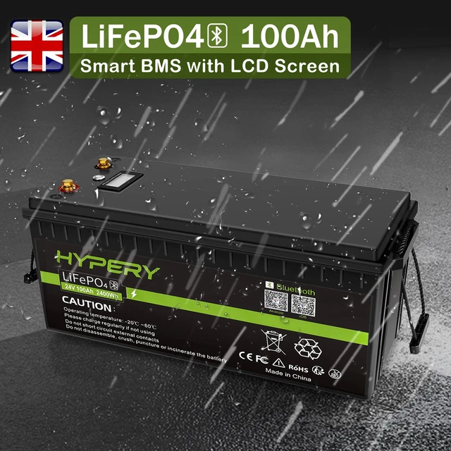 LIFEPO4 24V 100AH Lithium Battery Rechargeable Bluetooth Deep Cycle ...