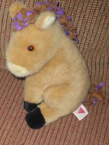 Dakin Horse Pony Brown Purple Mane Sittling 1993 Plush Stuffed Animal