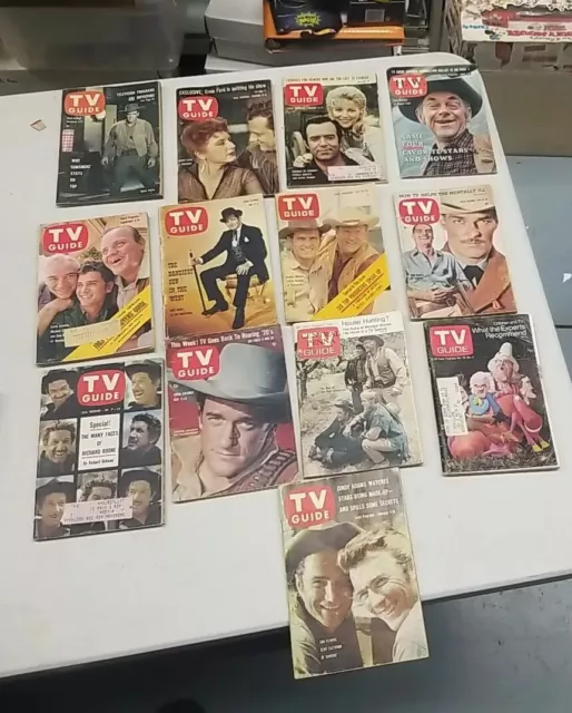 Vintage Lot of 13 TV Guides Western Gunsmoke Lawman Have Gun Will Travel Bonanza