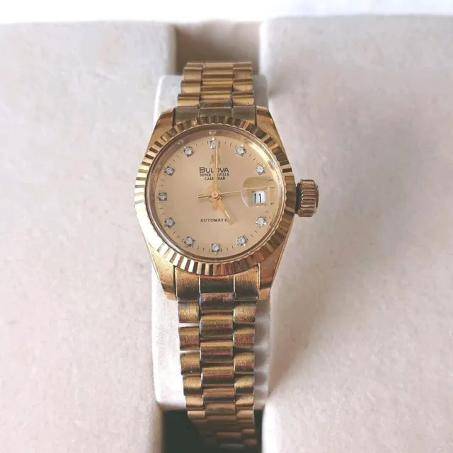 BULOVA SUPER SEVILLE CALENDAR Automatic Womens Watch 25mm Gold Date Working