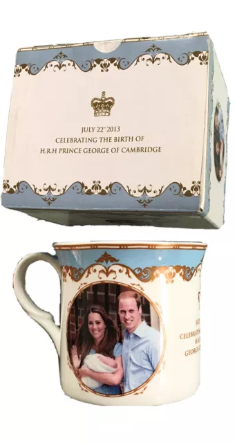 William And Kate Prince George Mug Prince Princess Wales Royal Baby Rare In Box