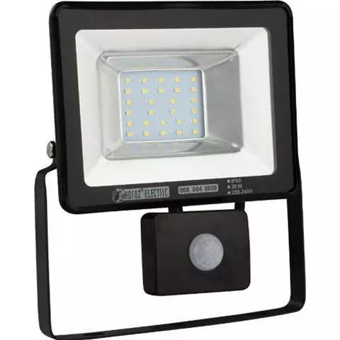 Projecteur à LED extra plat avec détecteur 20W IP65 6400K Dim. 208x182x62mm