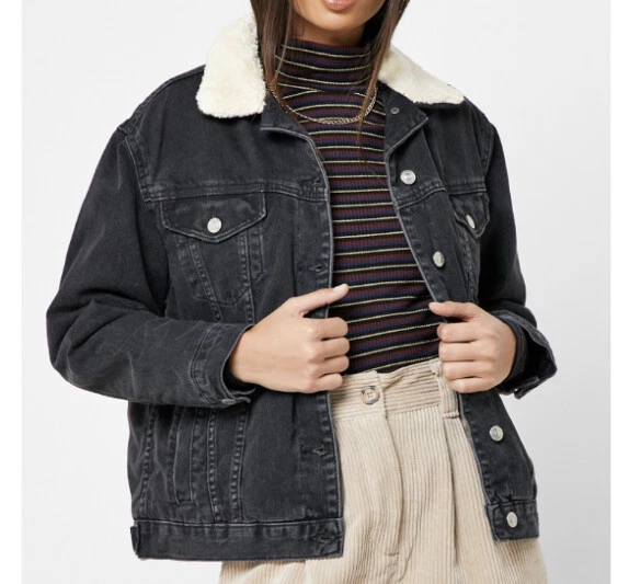Oversized borg denim online jacket