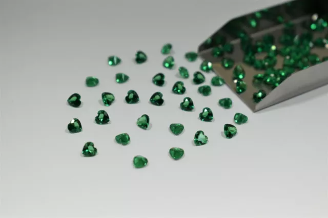 Emerald Green Heart Shape SIZE CHOICE Loose Stones Nanocrystal Gemstones