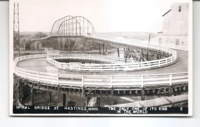 Hastings Minnesota SPIRAL BRIDGE One of a Kind RPPC Real Photo Postcard