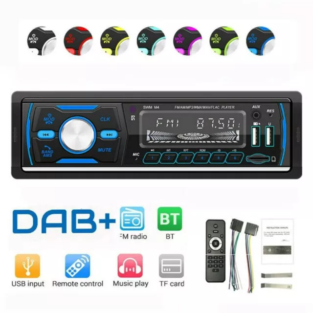 DAB+ radio de coche 1DIN RDS AM FM Bluetooth manos libres 2 USB SD DE