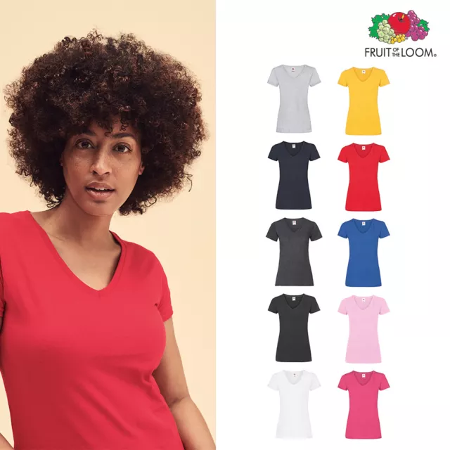 Fruit of the Loom Camiseta ligera con cuello en v para mujer - Camiseta