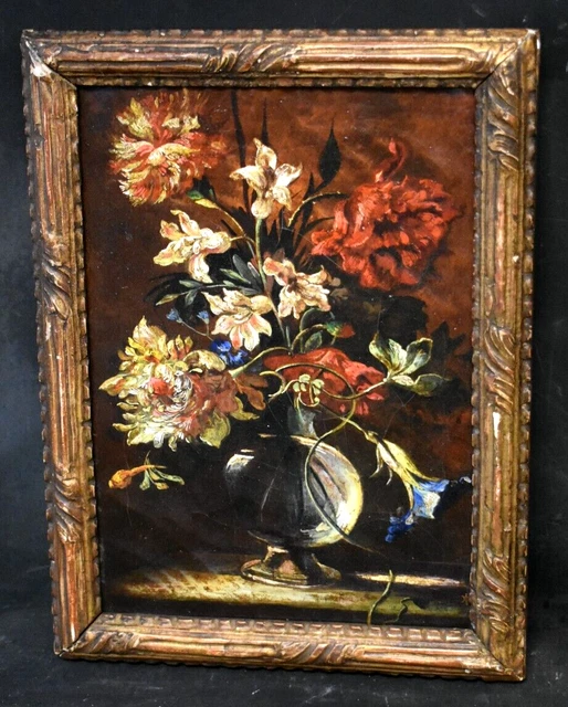 TABLEAU HUILE SUR toile Nature Morte aux fleurs style Baroque signé ...