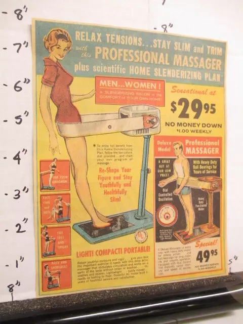newspaper ad 1966 exercise equipment PROFESSIONAL MASSAGER slenderizing salon