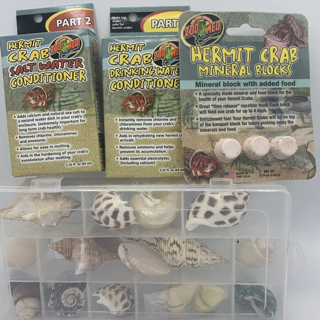 14 HERMIT CRAB Shells Assorted Salt & Drinking Water Conditioner