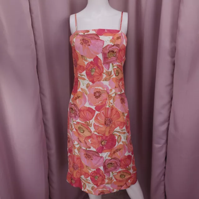 Ann Taylor Petite Women's Silk Floral Spaghetti Strap Backless Pencil Dress 6P