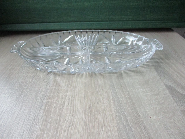 3 GETEILT OVALE Kristallschale mit schleuder Stern Muster EUR 3,00