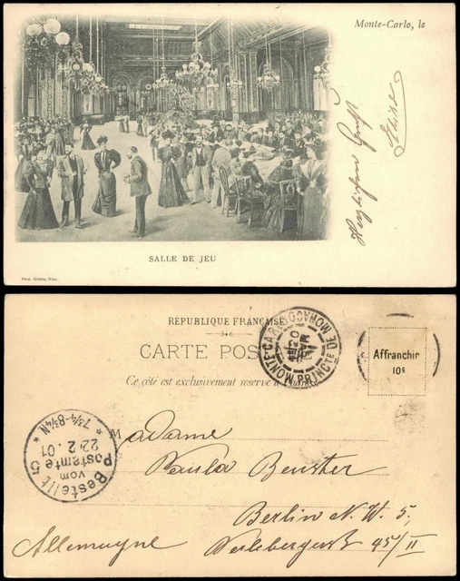 Postcard monte-carlo kasino game room 1901