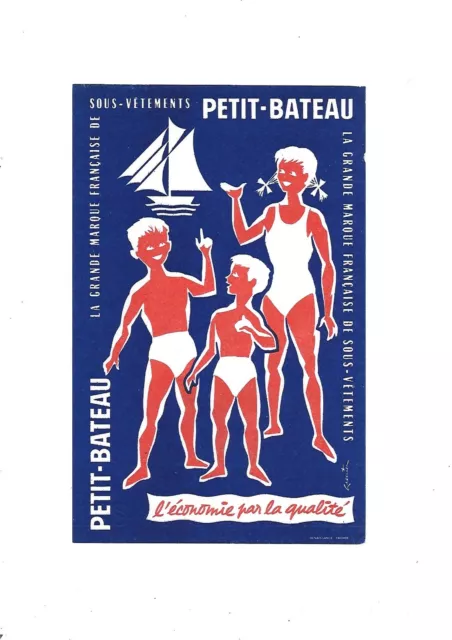 beau buvard publicitaire sous vêtement PETIT BATEAU voilier enfants