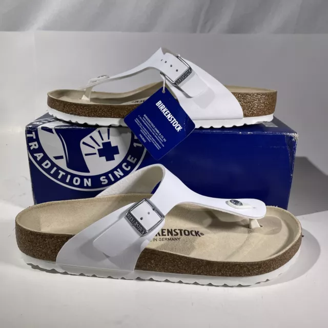 Birkenstock Gizeh Womens 11 Mens 9 Reg Fit Birko-Flor Thong Flip Flop White NEW