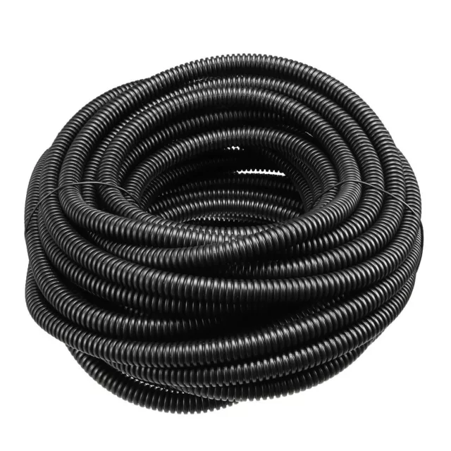 12.5 M 7.5 x 10.5 mm PP Flexible Corrugated Conduit Tube for Garden,Office Black