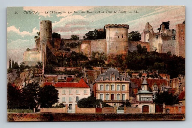 France Chinon Tower of Moulin and Tower of Boissy Vintage Postcard