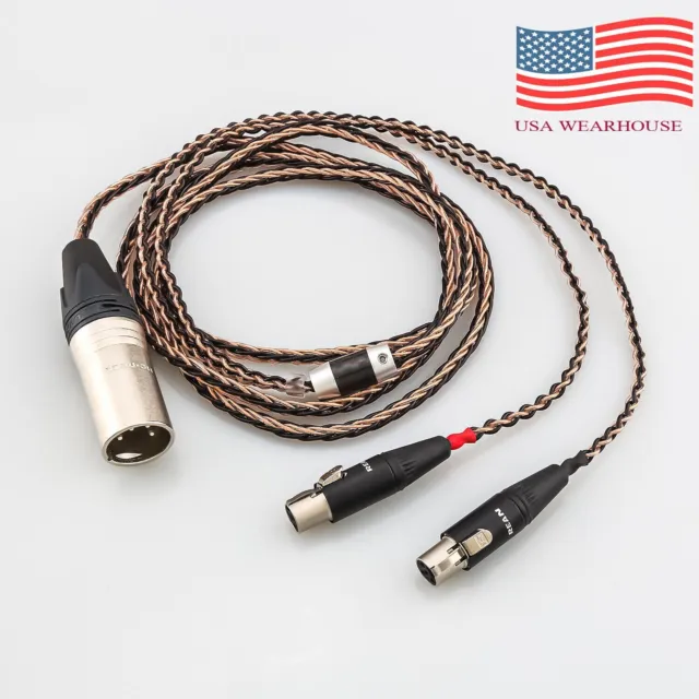 7N OCC Silver Plated XLR Headphone  Cable For Audeze LCD-3 LCD-2 LCD-X LCD-XC