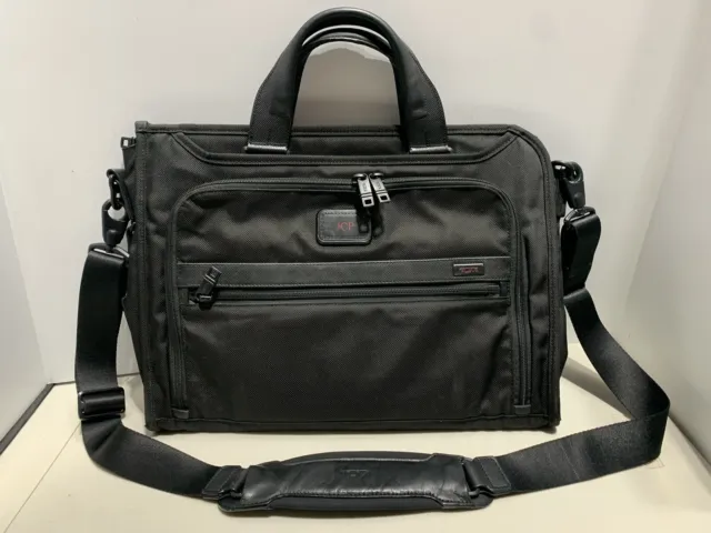 Used Tumi Alpha Slim Deluxe Portfolio Briefcase Polyester Blk 26110D2 Bag
