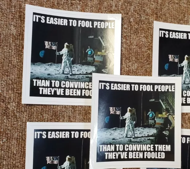 NASA MOON HOAX FLAT EARTH 🌎 STICKERS LOT OF 3 Jeff Bezos Elon Musk SPACE-X 3