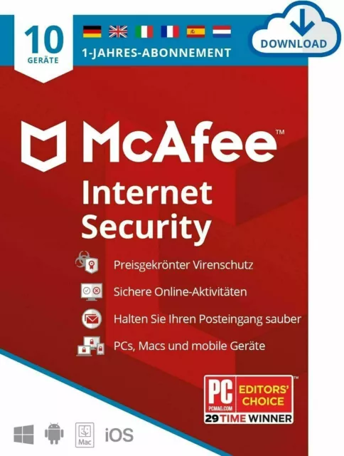 McAfee Internet Security 2024 10 PC / Geräte 1 Jahr | inc. Antivirus ESD