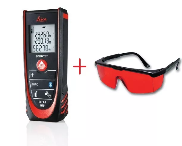 Leica DISTO D2 Laser Meter w/ Free Laser Glasses by Authorized Distributor