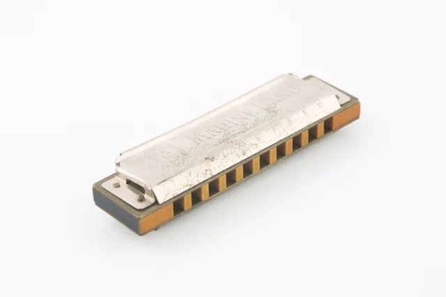 Vintage M Hohner Marine Band Harmonica ( Clé De C) Fait En Allemagne Modèle A440