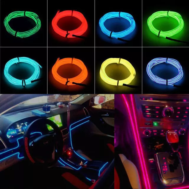 2M LED Flexible Neon Light Glow EL Strip Tube Cool Wire Rope Home Car Decor