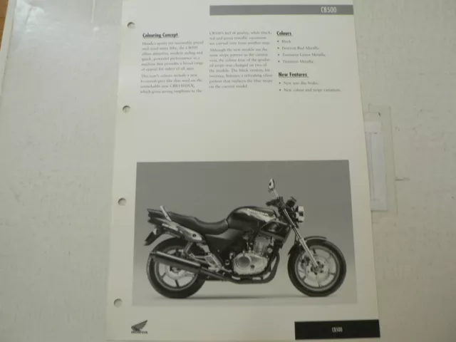 H374 Honda  Brochure Cb500 1997 English 2 Pages Motorcycle Bike Moto