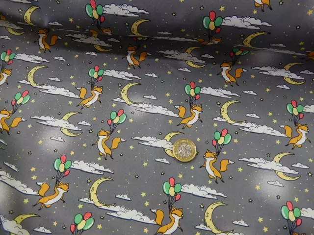 Cotton Poplin fabric Foxes /balloons Rose & hubble dressmaking/craft a Metre