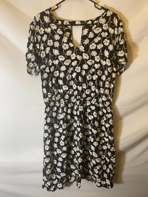 Gap Womens SIze large L Black white floral dress