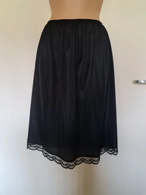 Ladies Waist lace trim Underskirt Slip Black 23 Inch Length Size 8,10,18