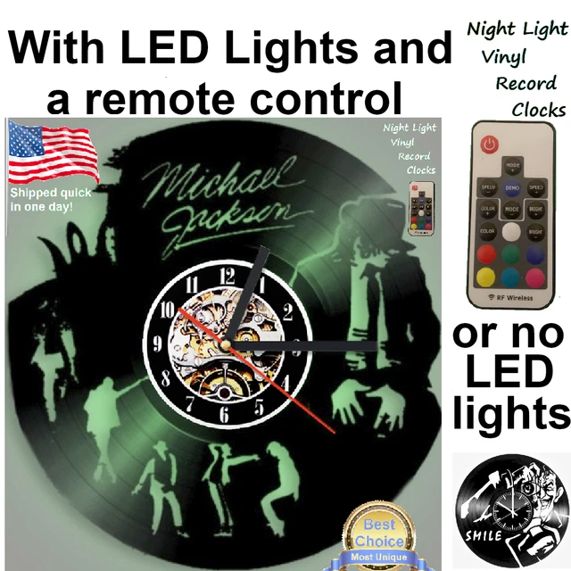 MICHAEL JACKSON VINYL record wall clock w/wo LED back light shirt