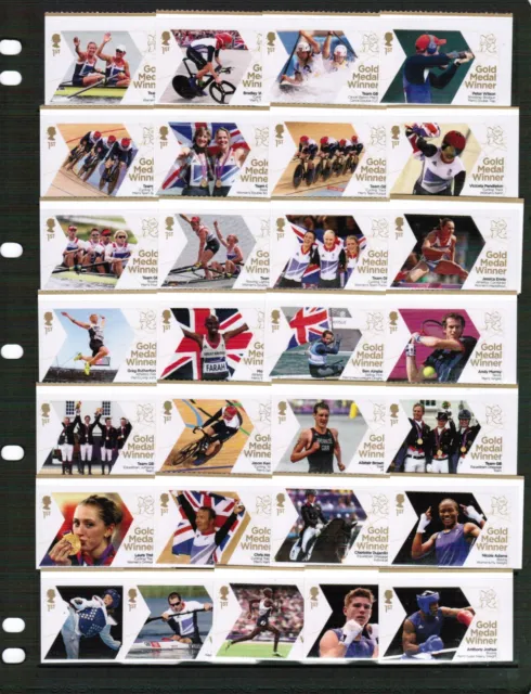 Great Britain 2012 Olympic Gold Medal Winners set of 29 Stamps Unmounted Mint