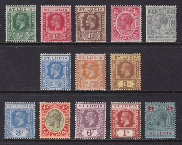 ST. LUCIA 1921-30 KGV Wmk Mult Script CA selection MH/* (CV £85)