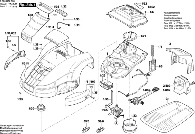 Bosch Indego 13C Autonomer Rasenmäher Ersatzteile Liste 3600HA2303