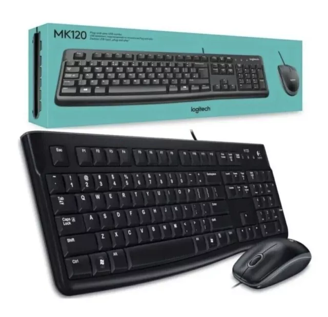 Logitech USB Wired Gaming Keyboard Mouse Combo MK120 for Desktop PC Mac AU