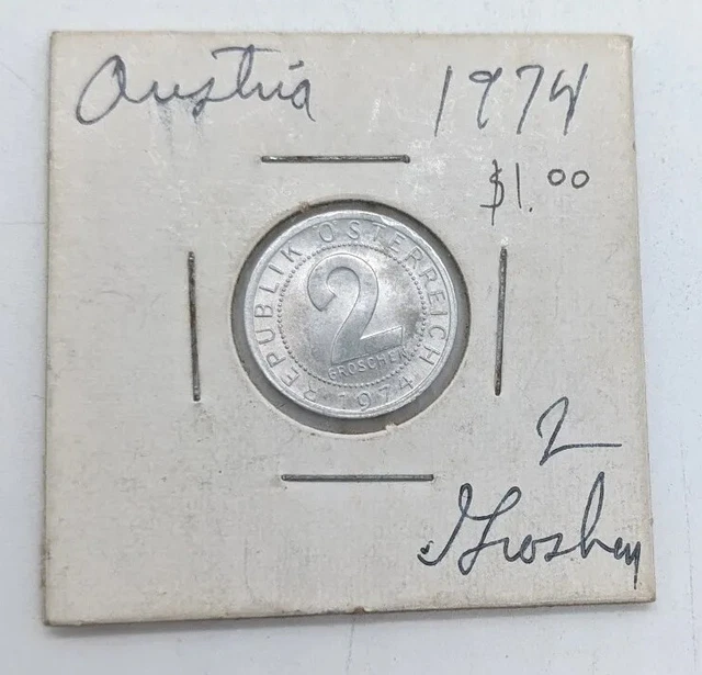 Vintage 1975 Austria 2 Groschen Austrian Old Coin Osterreich