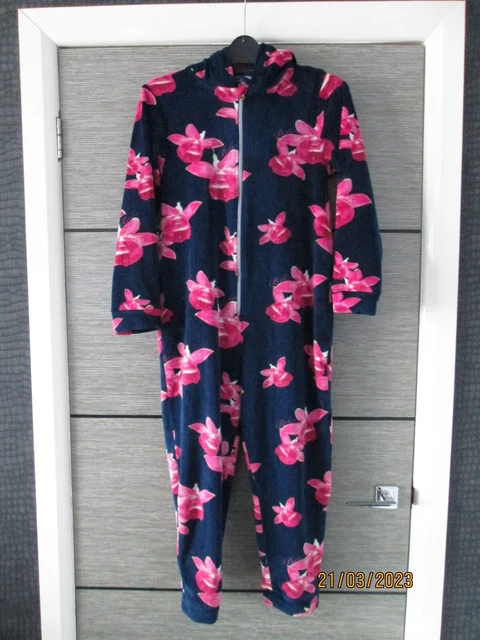 Ted Baker da bambina velluto floreale blu/rosa unico pezzo età 11-12 anni in perfette condizioni