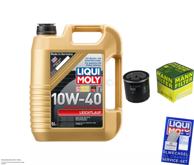 Kit Ispezione Filtro Motore Liqui Moly Olio 5L 10W-40 per Opel Vectra (B) cc "