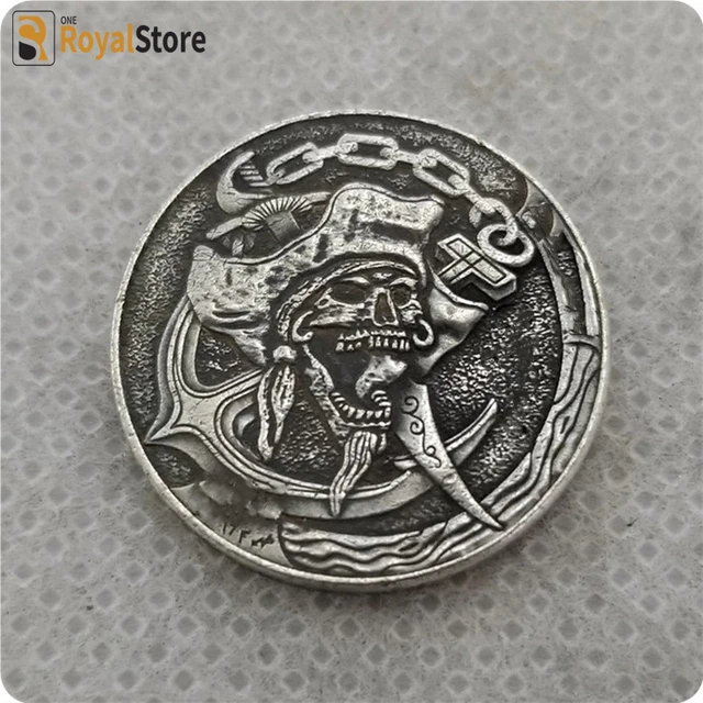 hobo nickel coin skull pirate Coins Collectibles ENGRAVING ART gift