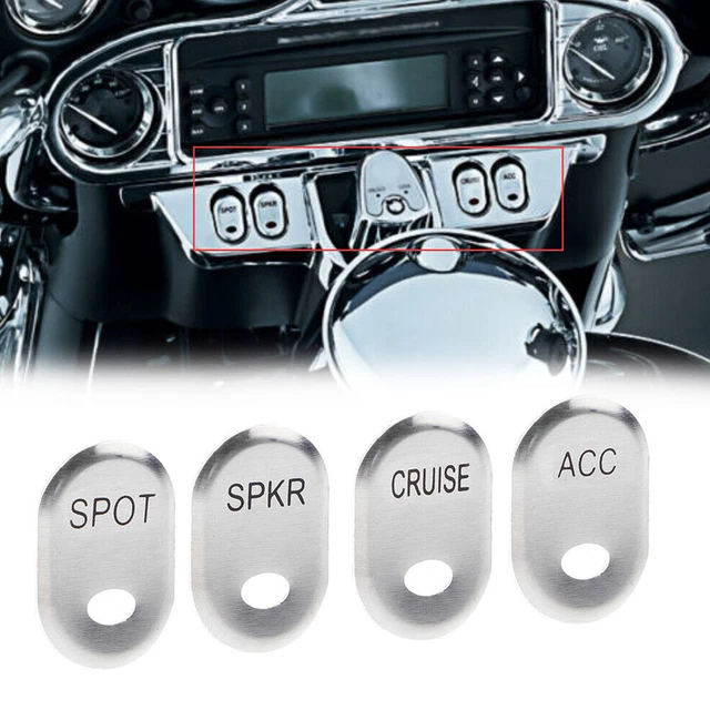 4PCS Rocker Panel Switch Cover Trim For Har*ley FLTR 1998-09 FLHTCU 1996-2013 US