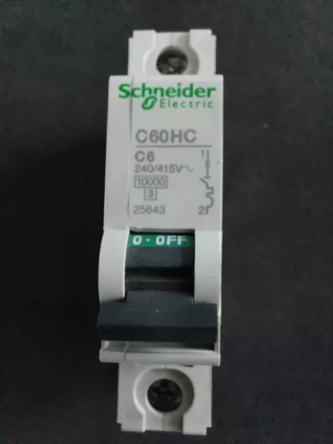 Schneider C60HC / Merlin Gerin C6 amp Single Pole MCB