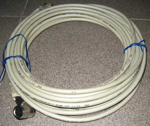 12 M geschirmtes Kabel 7 x 0,5 mm² mit 7-pol. M16 BINDER Steckverbinder, LESEN!