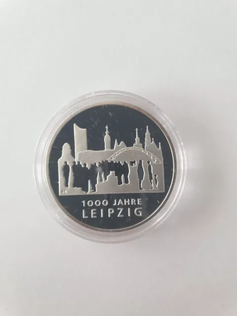 10 Euro Silbermünze Deutschland 2015, 1000 Jahre Leipzig, PP OVP mit Folder 3