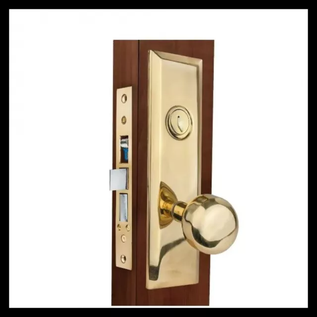 ML900 Series Bright Brass Entry Mortise Lock with Knob Escutcheon